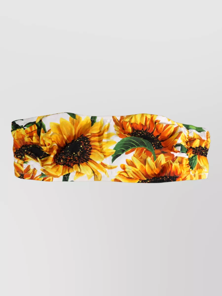 Dolce&Gabbana Sunflower Print Bandeau Bikini Top