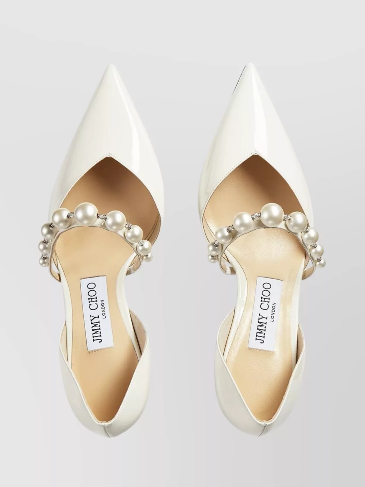 Jimmy Choo Aurelie 85 Faux Pearl-embellished Patent-leather Pumps