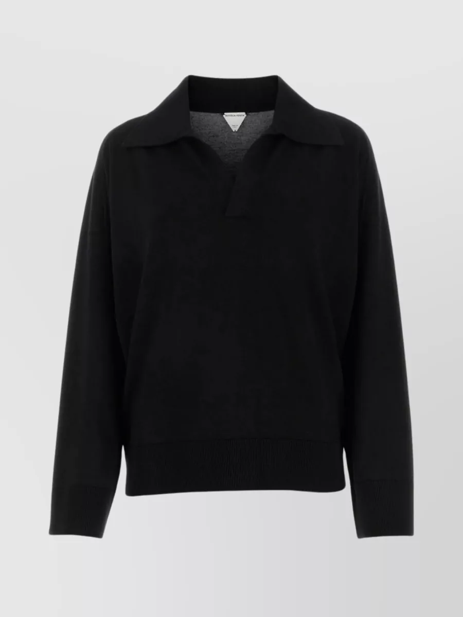 Shop Bottega Veneta Relaxed Fit Woolen Sweater With Drop Shoulders In Black