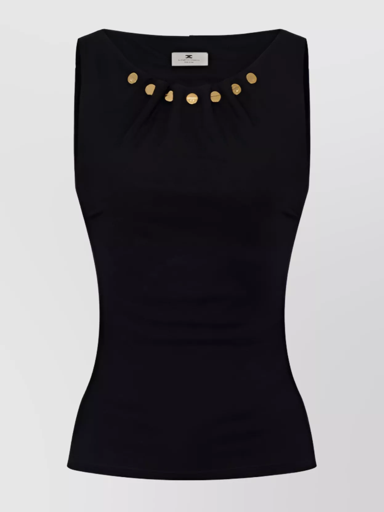 Elisabetta Franchi Fitted Sleeveless Top Gold Embellishments In Black