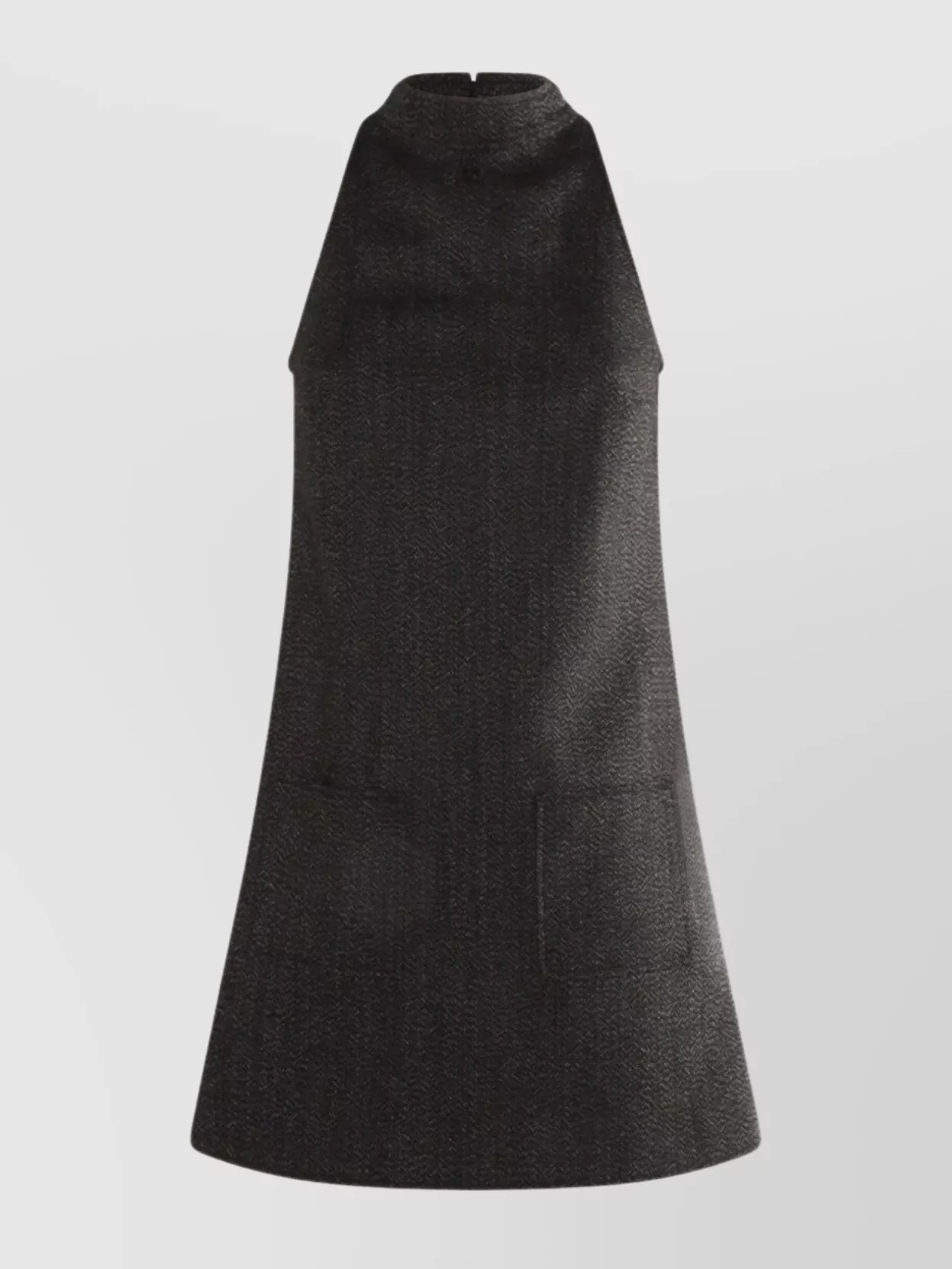 Courrèges Textured Fabric Knee Length Dress With Front Pockets In Black