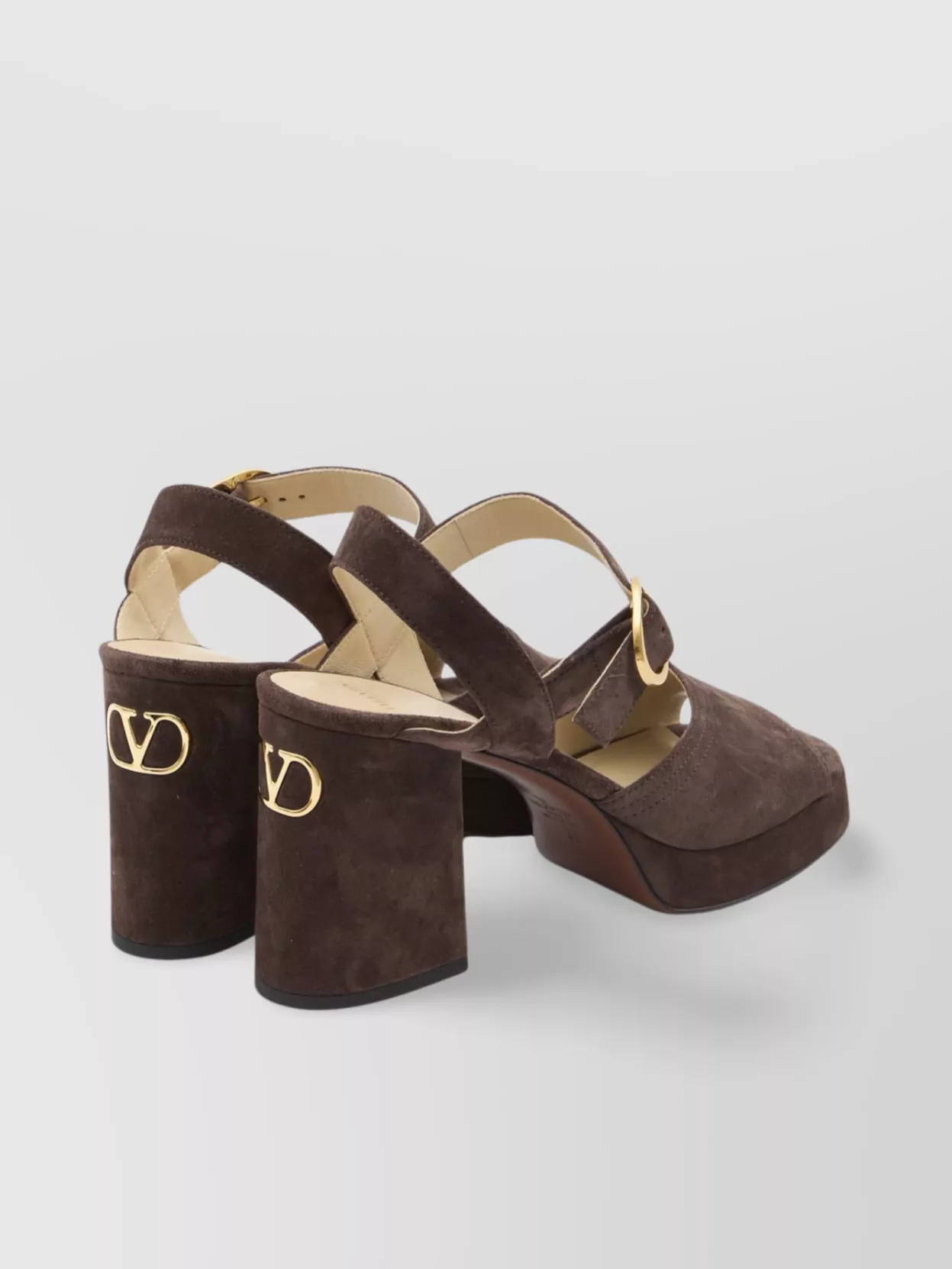Valentino Garavani Suede Block Heel Sandals With Buckle Detail