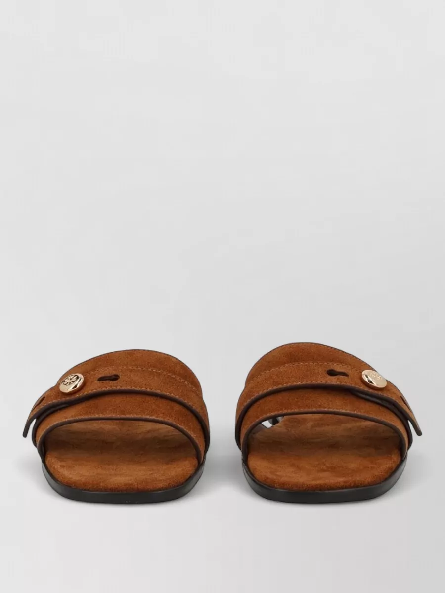 Tory Burch suede logo-plaque slides
