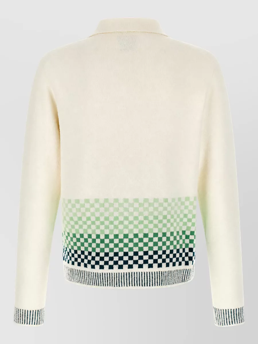 Casablanca Checked Long-Sleeve Polo Shirt