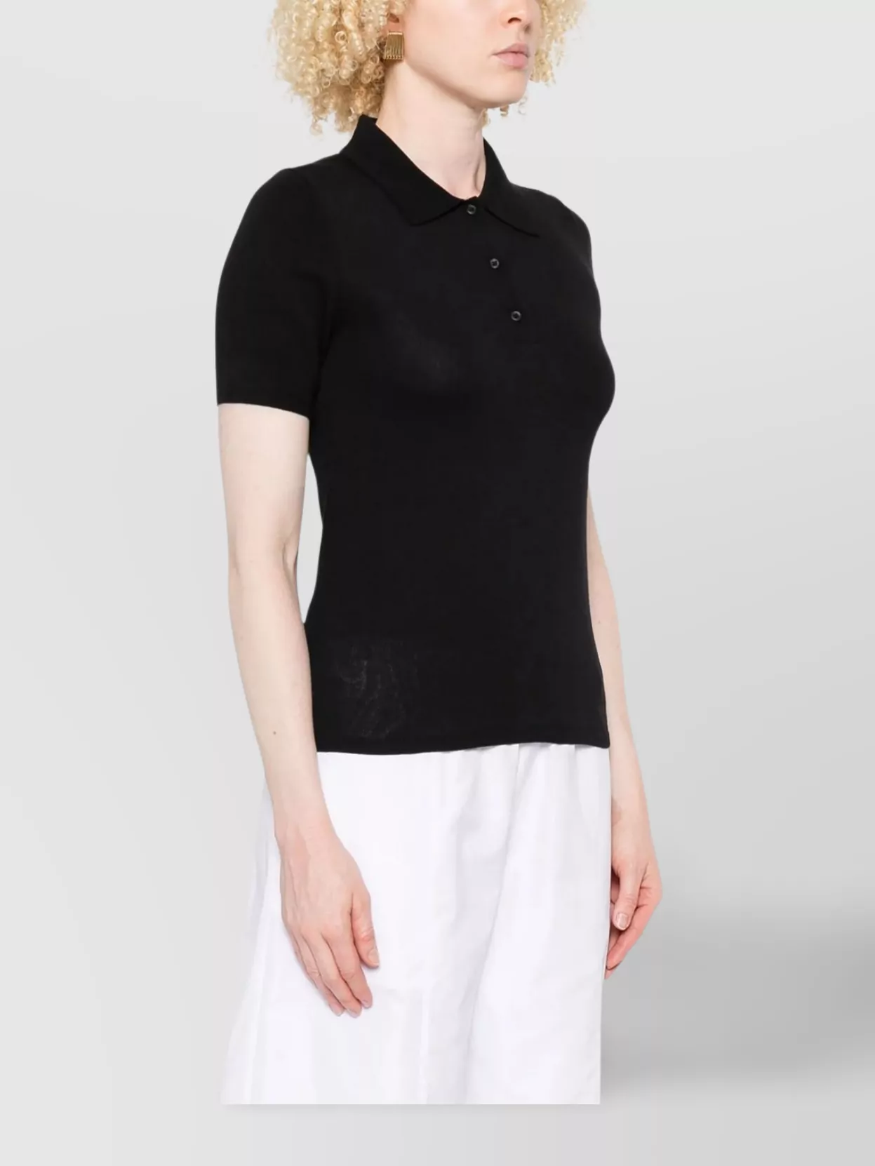 Calvin Klein Ribbed Polo Collar Short Sleeve Top