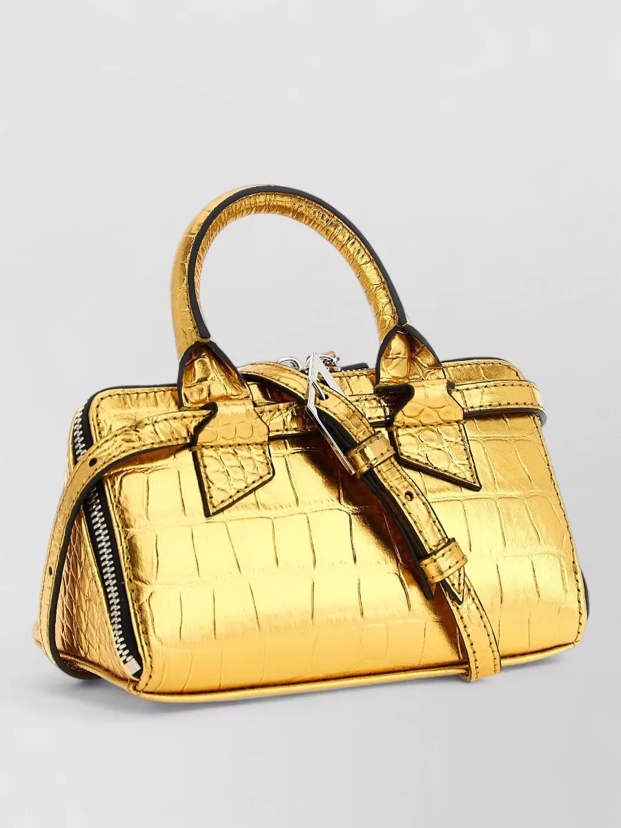The Attico Friday Mini Leather Crocodile-Effect Top Handle Bag