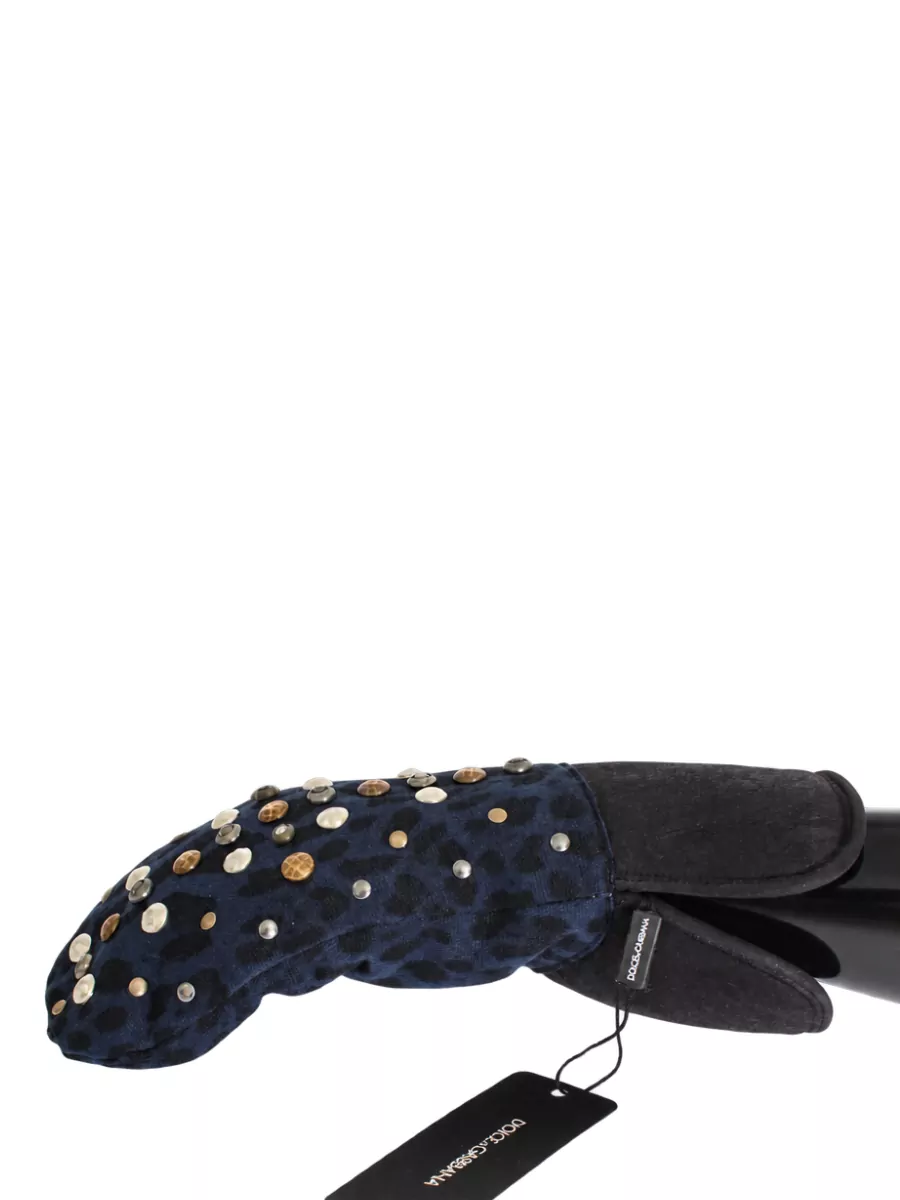 Dolce&Gabbana Studded Leopard-Print Shearling Gloves