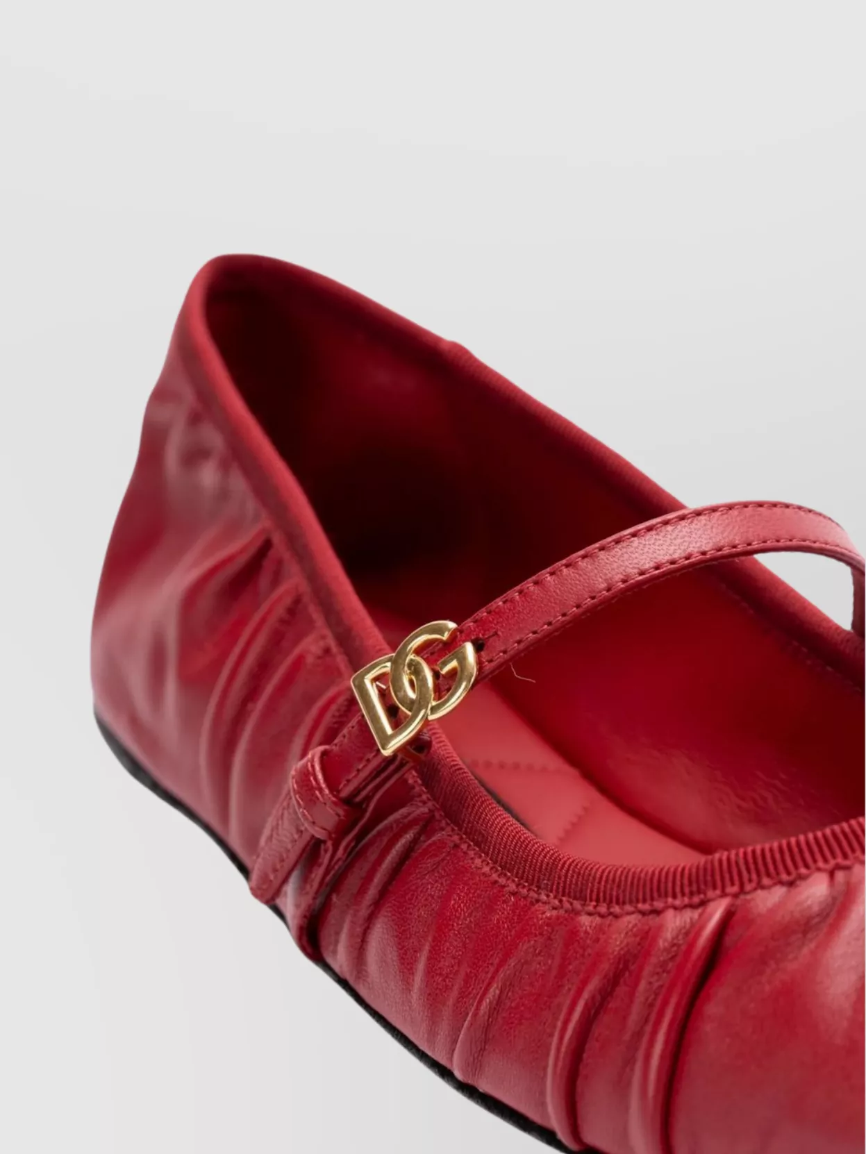 Dolce & Gabbana Nappa Leather Ballet Flats With Logo Buckle