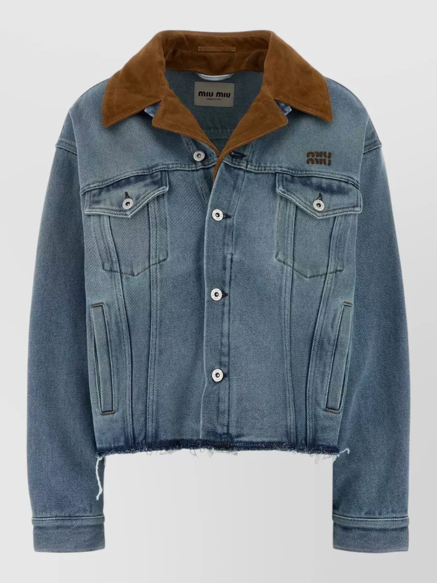 Miu Miu denim oversized cropped jacket