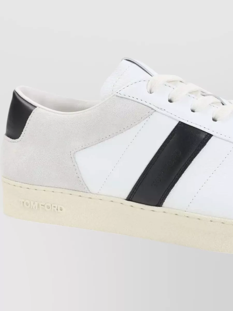 Tom Ford Leather Striped Low-Top Sneakers