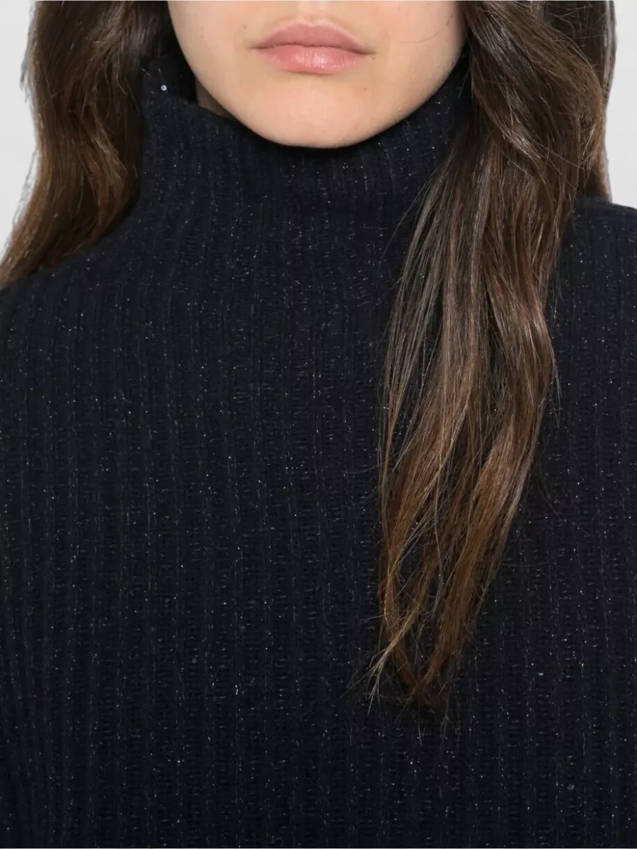 Brunello Cucinelli Cashmere Sequin-Embellished Ribbed Turtleneck Sweater