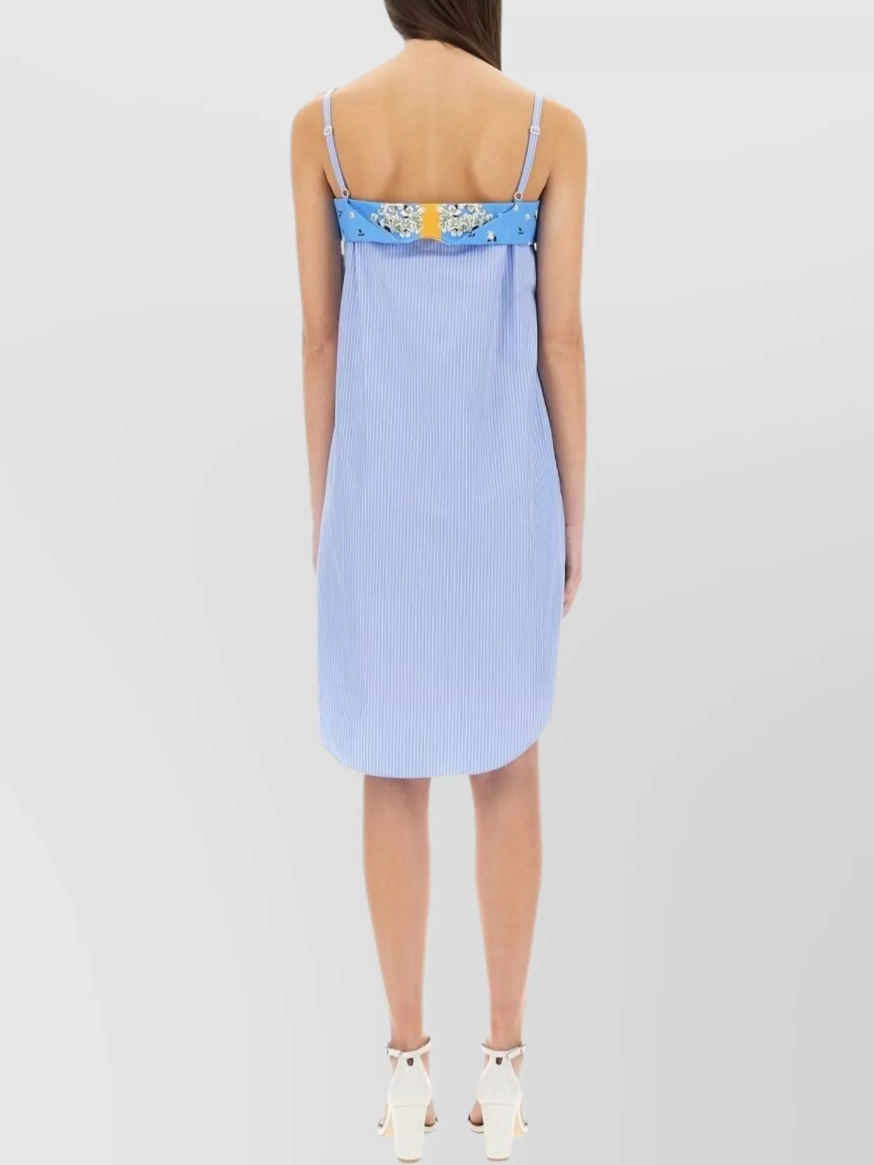 Moschino Patchwork Striped Cotton Dress With Spaghetti Straps