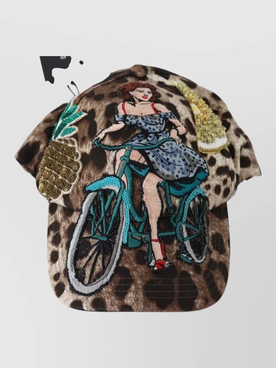 Dolce&Gabbana leopard sequin baseball cap