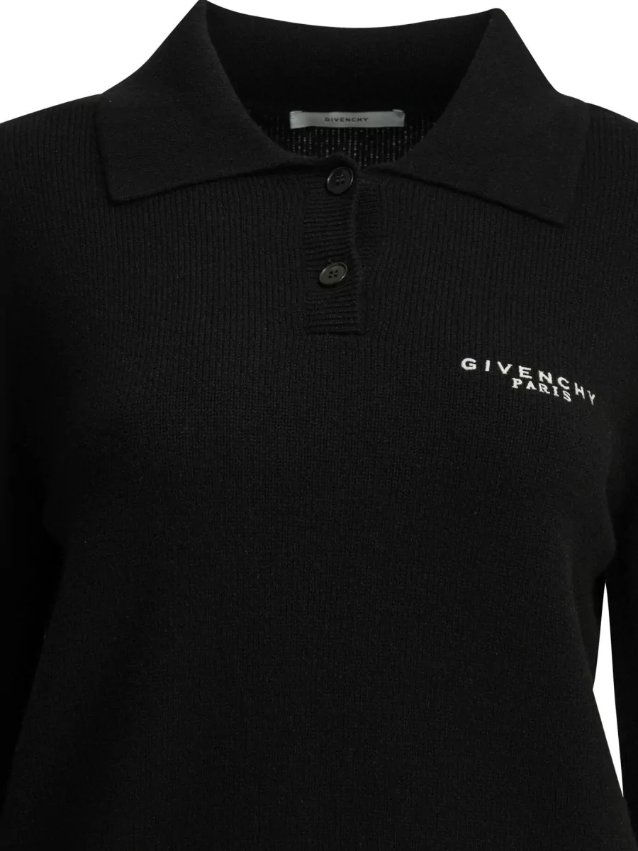 Givenchy Wool Cashmere Long-Sleeve Polo Sweater