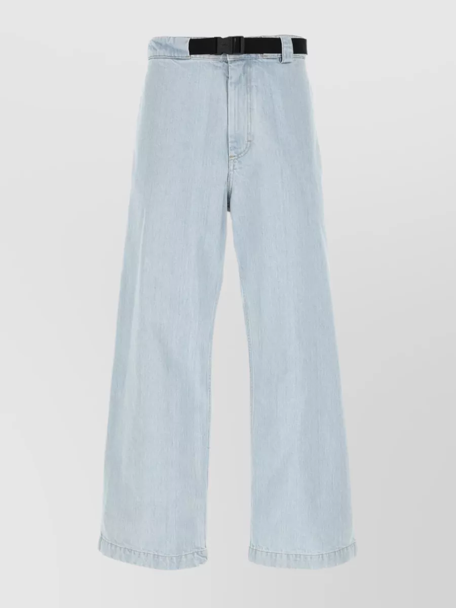 Shop Moncler Genius Wide-leg Jeans With Embroidered Patch Detail In Pastel