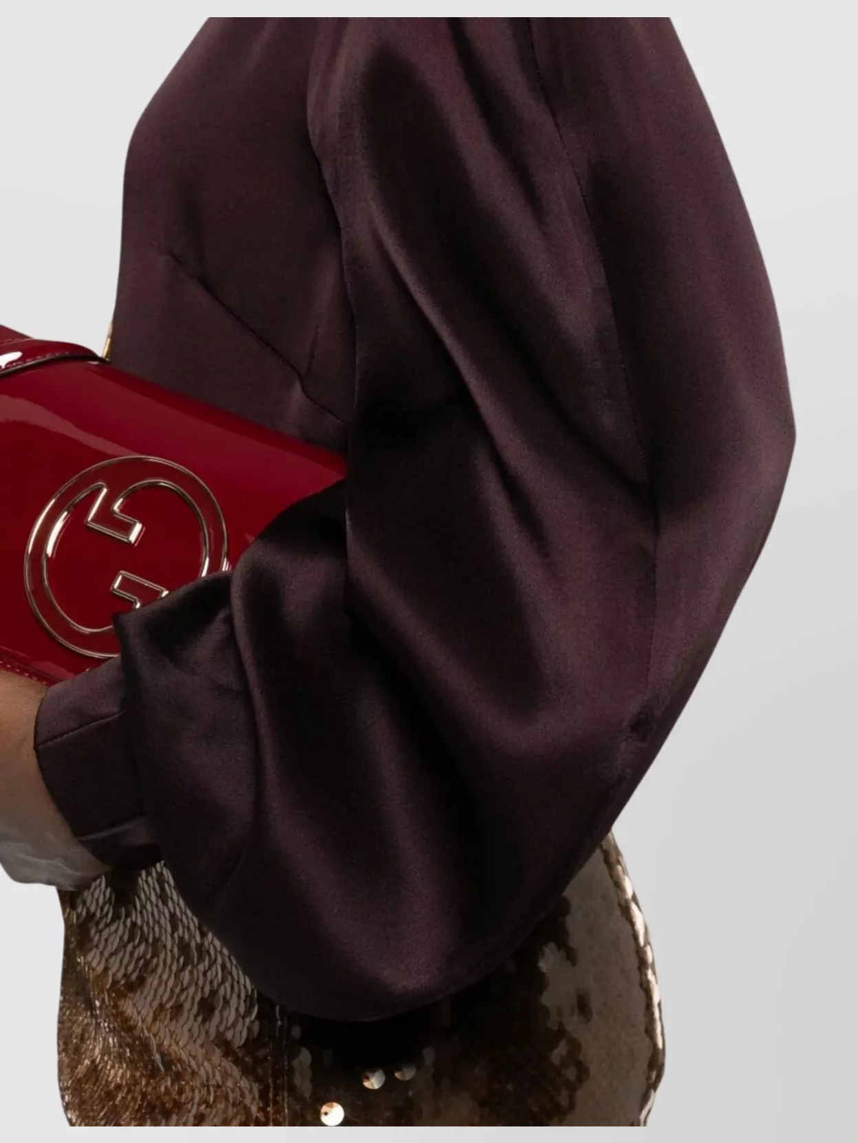 Raquel Diniz Satin Blouse With Flared Cuffs And Puff Sleeves In Burgundy