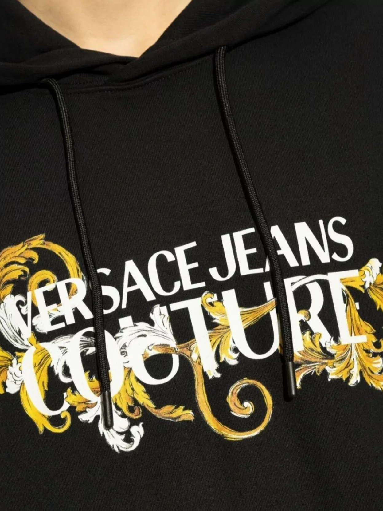 Versace Jeans Couture Graphic Print Cotton Sweatshirt With Drawstring Hood