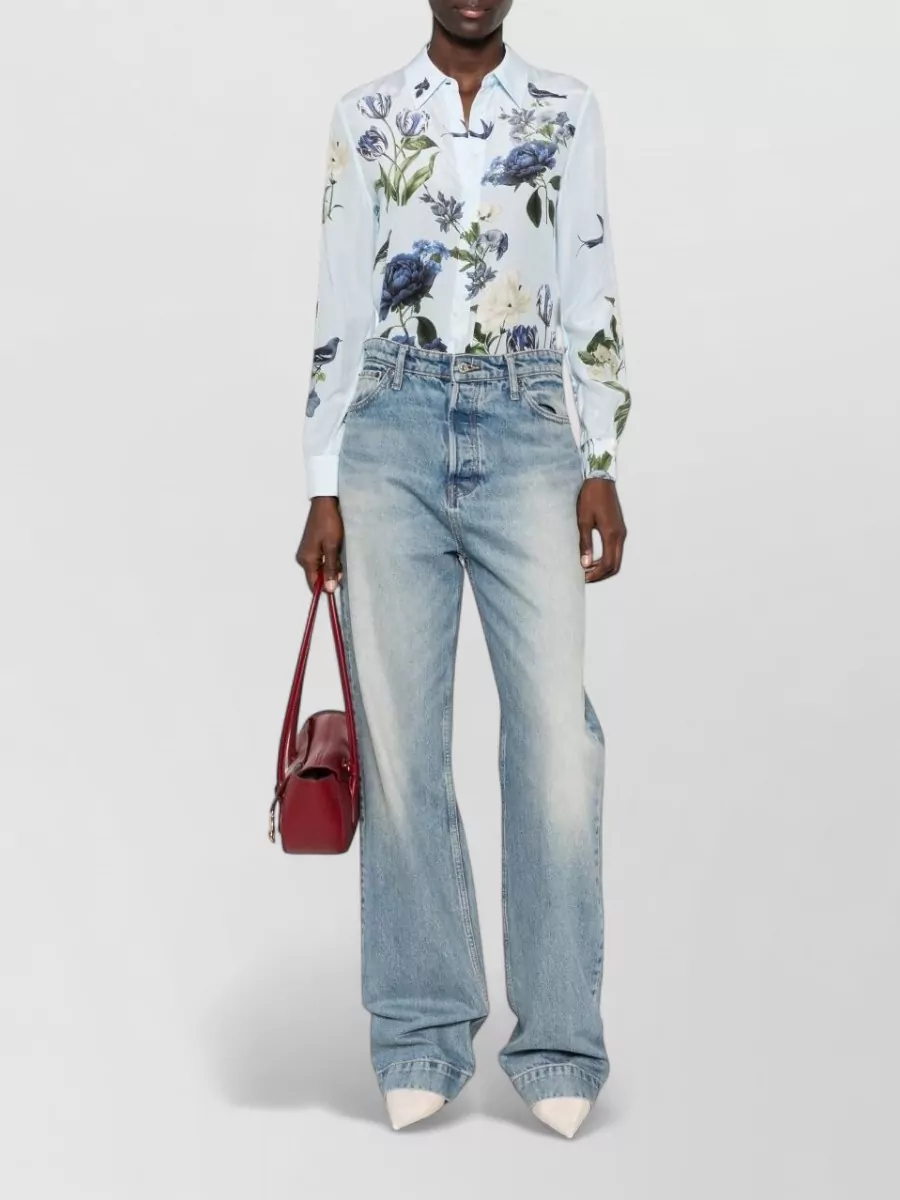 Alice + Olivia Silk Floral Print Shirt