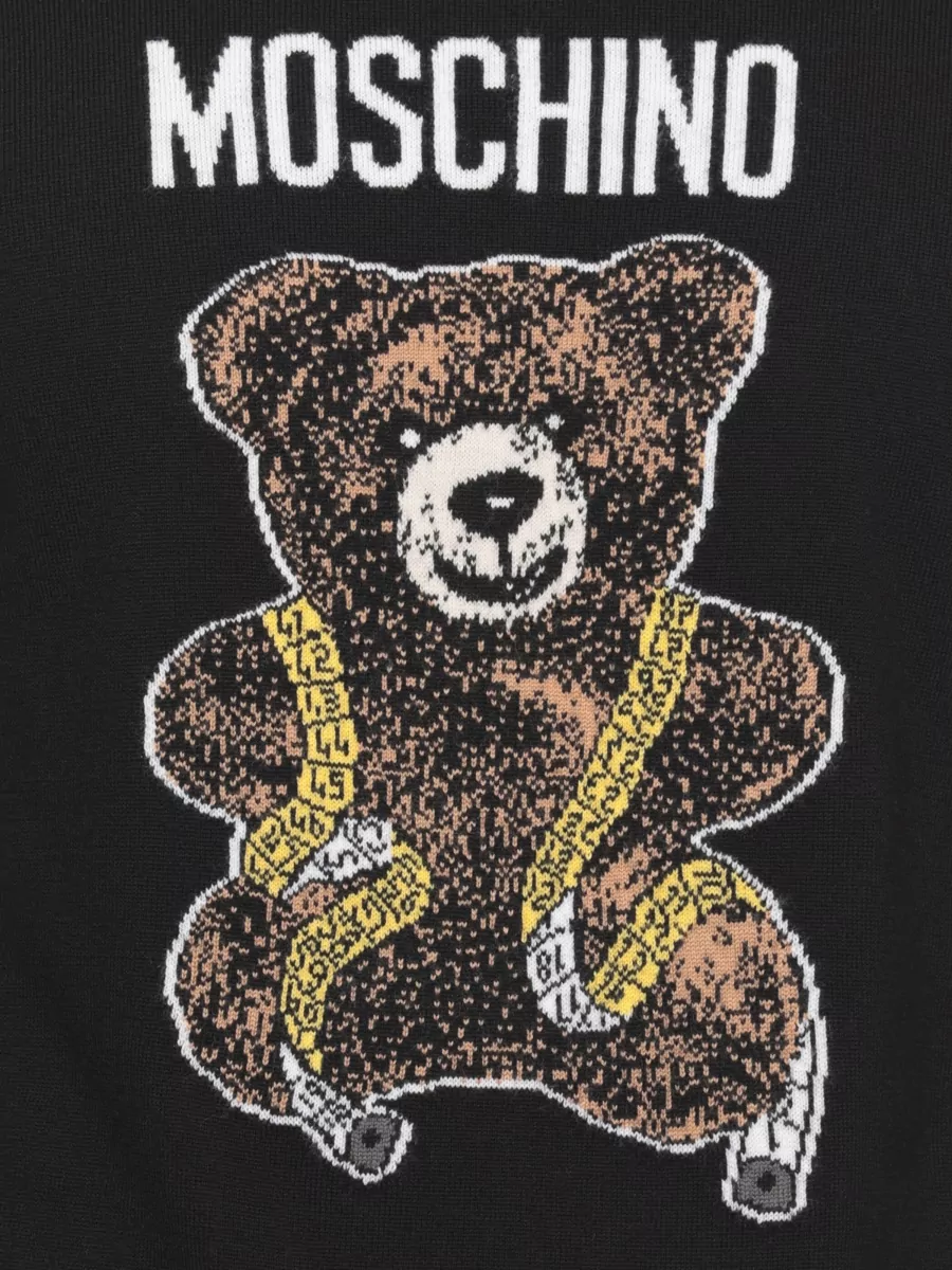 Moschino Virgin Wool Ribbed Crewneck Long-Sleeve T-Shirt
