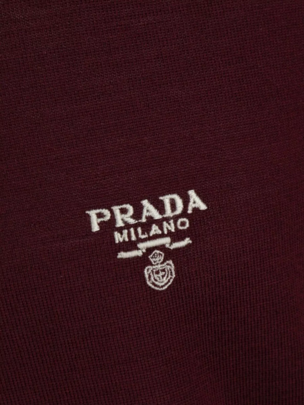 Prada Ribbed Knit Polo Shirt With Cuffs And Hem In Red