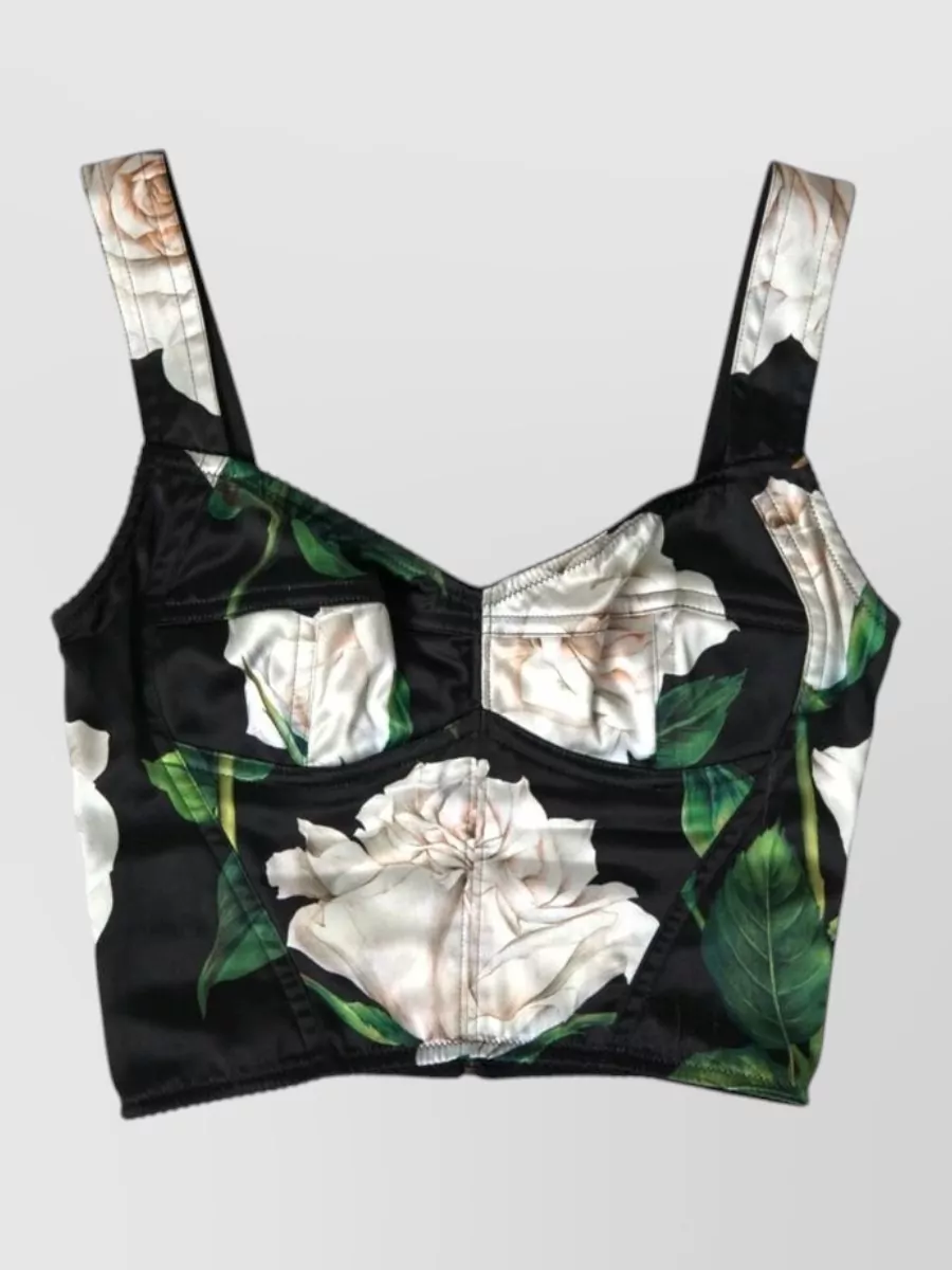 Dolce&Gabbana silk floral bustier crop top