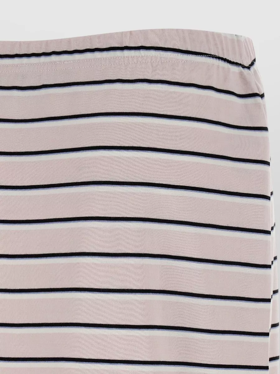 Rotate Birger Christensen Jersey Midi Skirt Horizontal Stripes Waistband