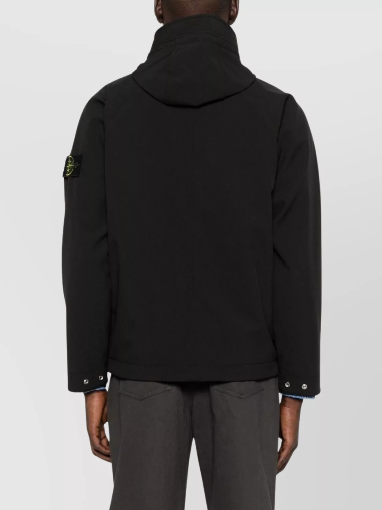 Stone Island Hooded Jacket Hand Pockets In Blue