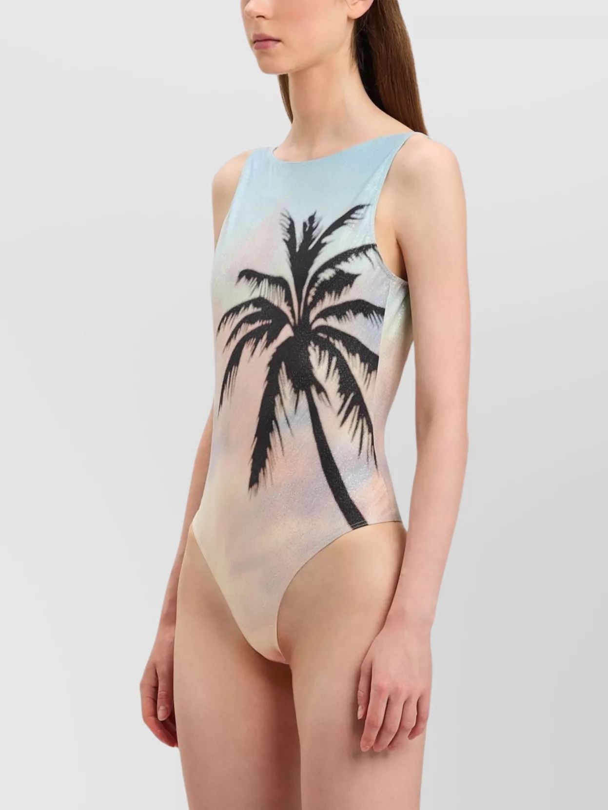 Palm Angels Sunrise Palm Open Back Swimsuit
