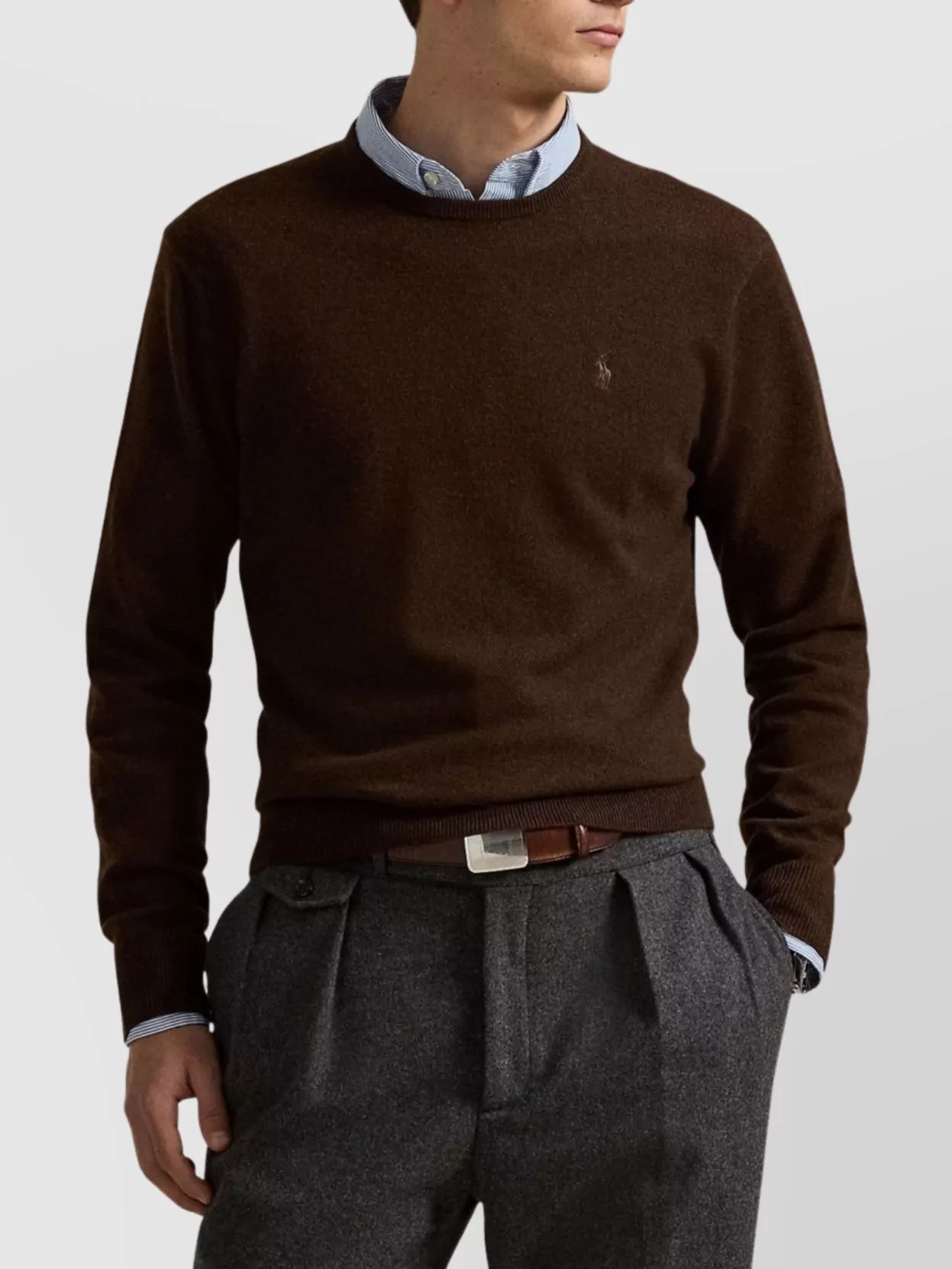 Polo Ralph Lauren Men's Sweaters Ralph Lauren - Ls Cn Pp Long Sleeve Pullover - Brown In Brown