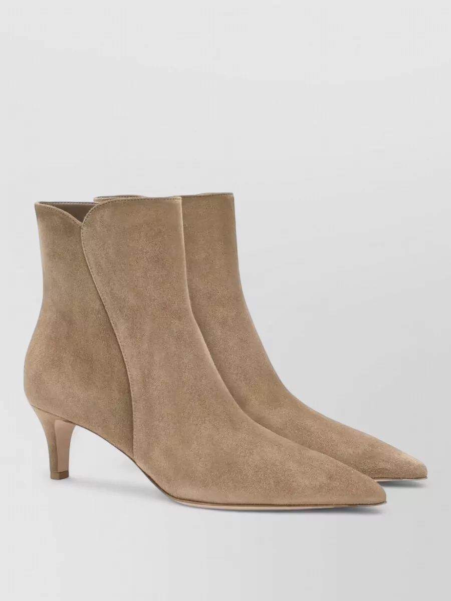 Gianvito Rossi Suede Leather Mid Heel Ankle Boots
