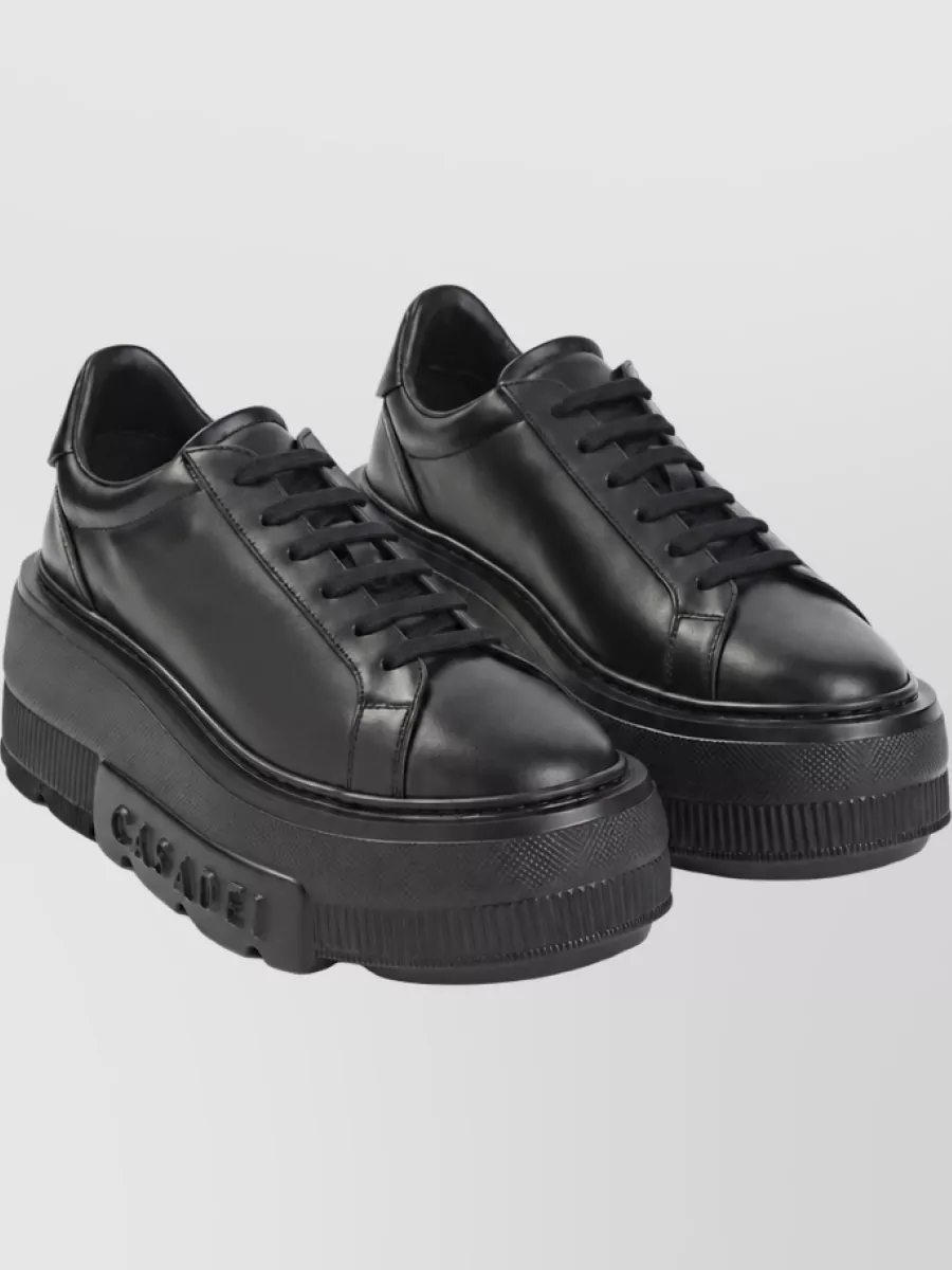Casadei Leather Lace-Up Sneakers