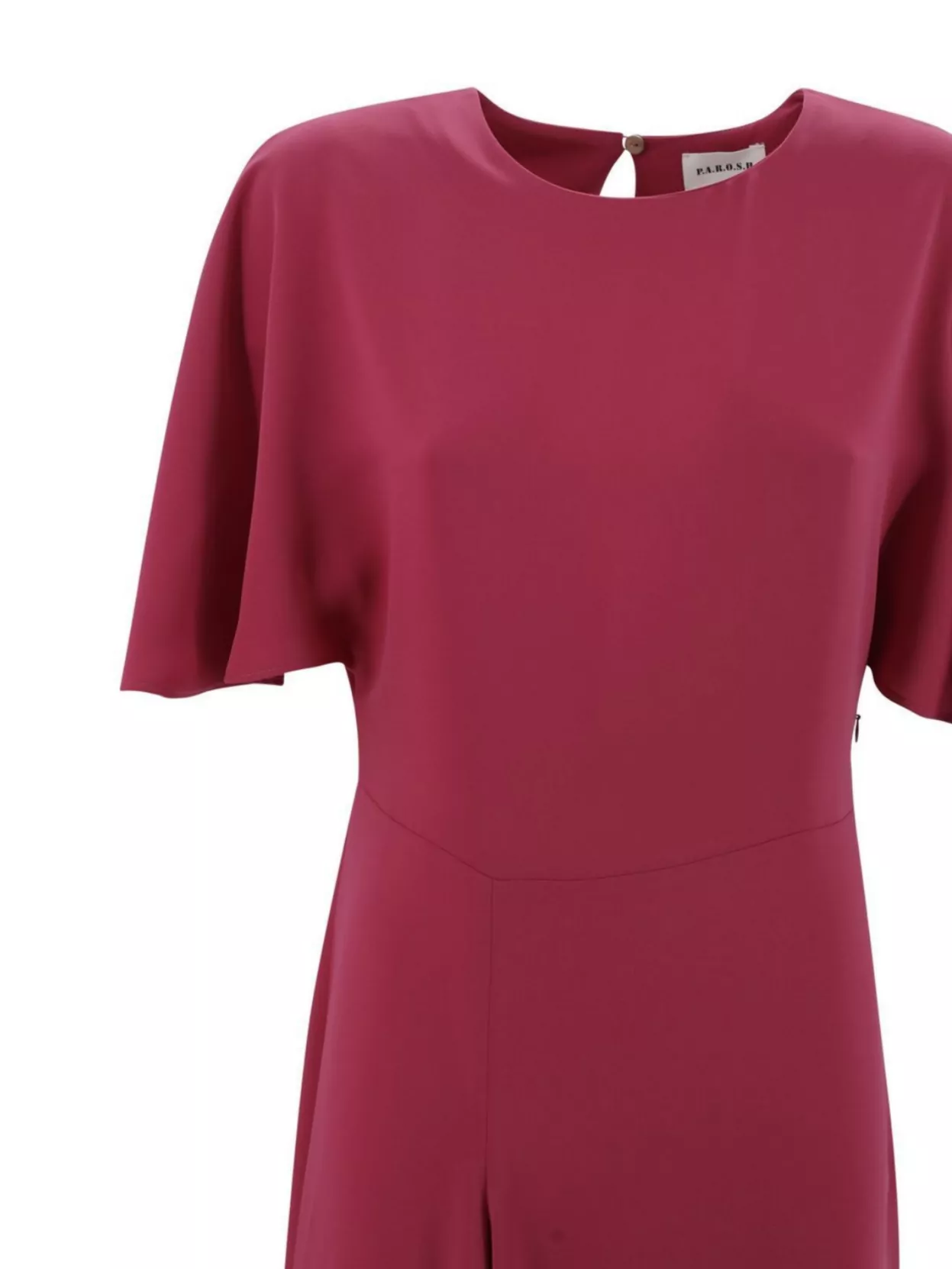 Parosh Long Cady Dress With Slit And Cape Sleeves
