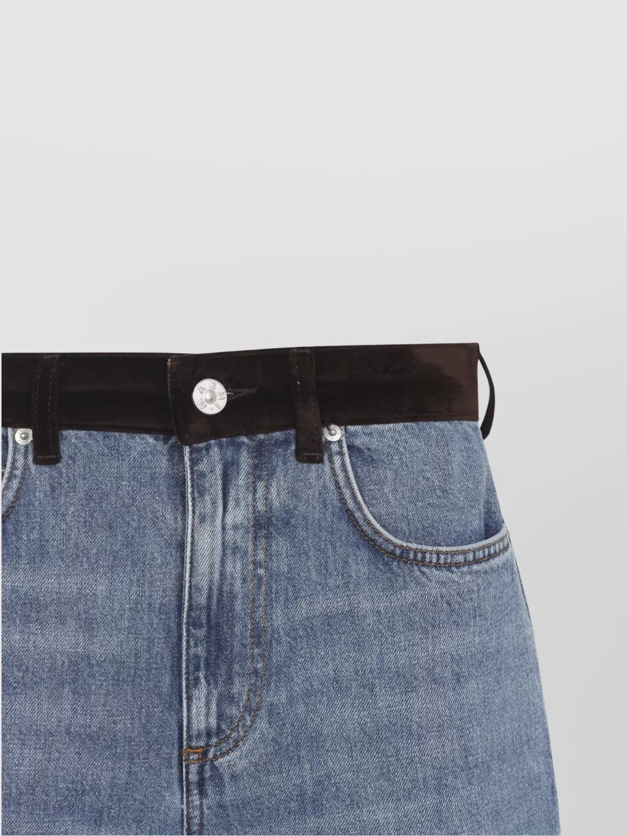 Marni 5-pocket Denim Trousers Contrast Waistband In Blue