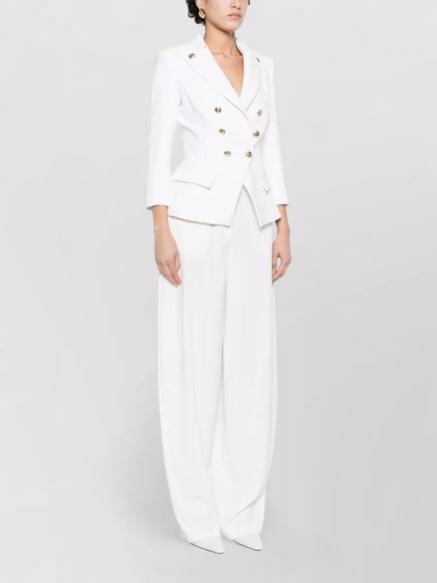 Elisabetta Franchi Longline Double Breasted Jacket Gold Buttons