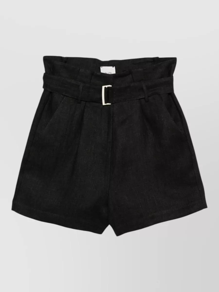 Alysi Linen Belted Tailored Bermuda Shorts
