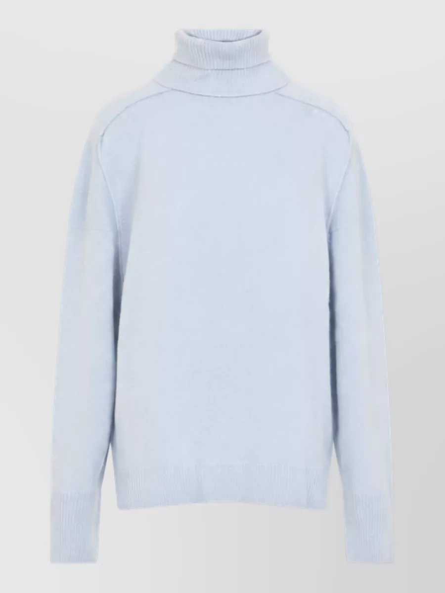 Carven Cashmere Fine-Knit Ribbed Turtleneck Long-Sleeve Sweatshirt