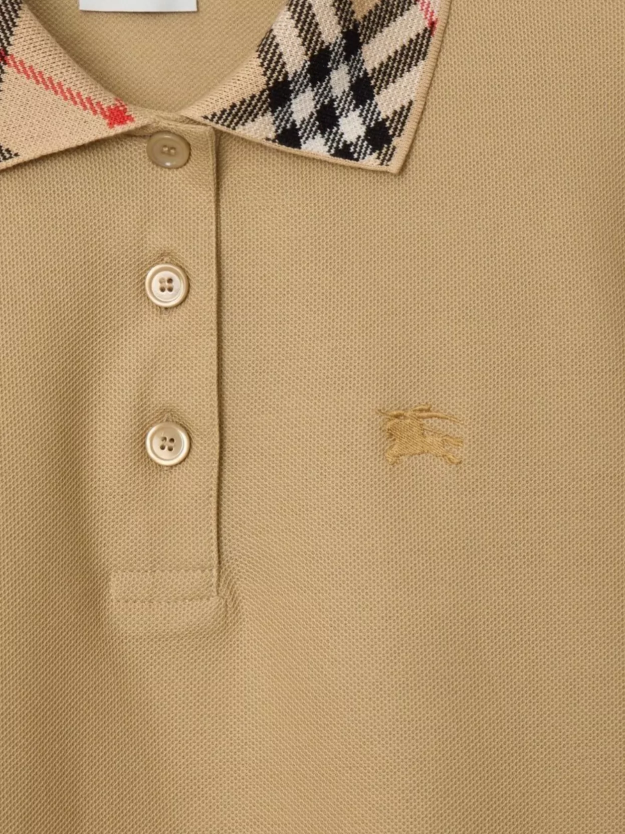 Burberry Slim Fit Cotton Dress With Check Collar