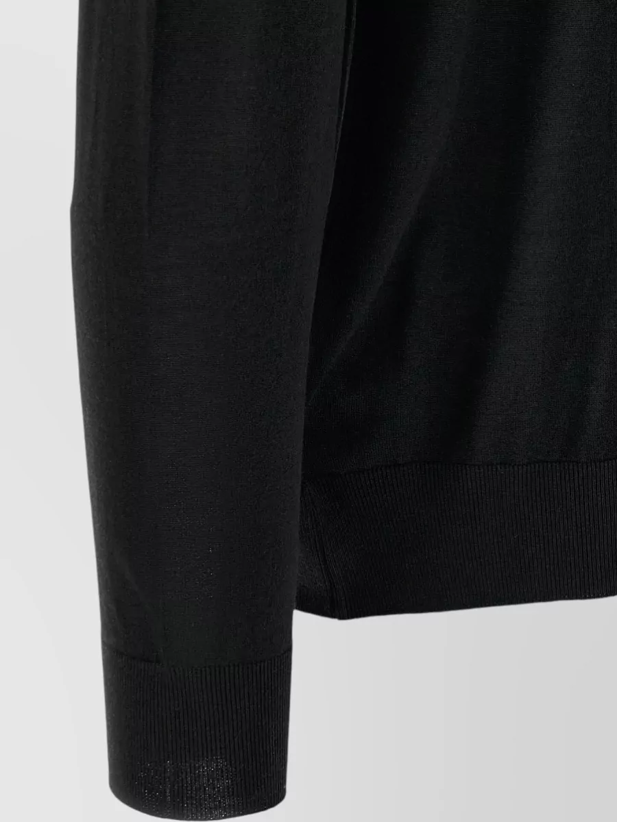 Kiton Wool Long-Sleeve Zip Polo Sweater