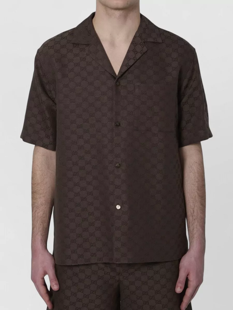 Gucci Linen Blend Short-Sleeve Bowling Shirt