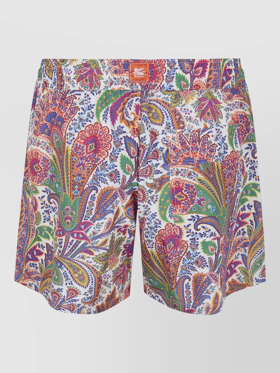 Etro Printed Shorts Elastic Waistband Side Pockets