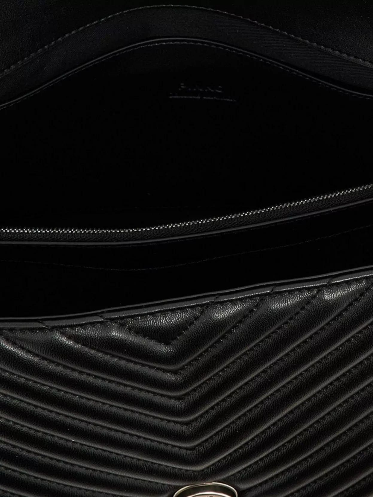 Pinko Large Lady Love Bag Puff Chevron Handbag In Black