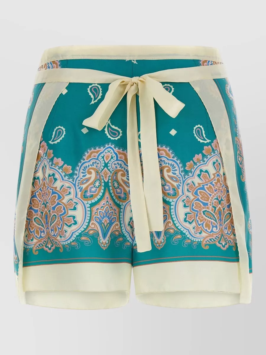 Pinko silk viscose printed shorts