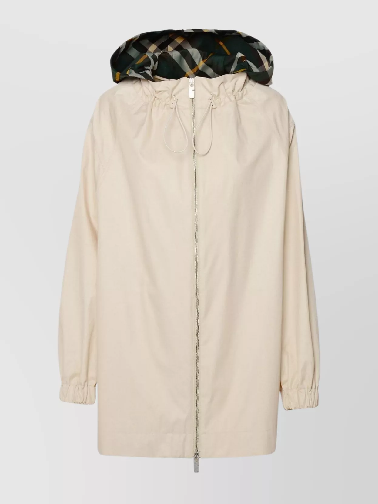 Shop Burberry Cotton Trench Coat With Elasticated Cuffs And Hood