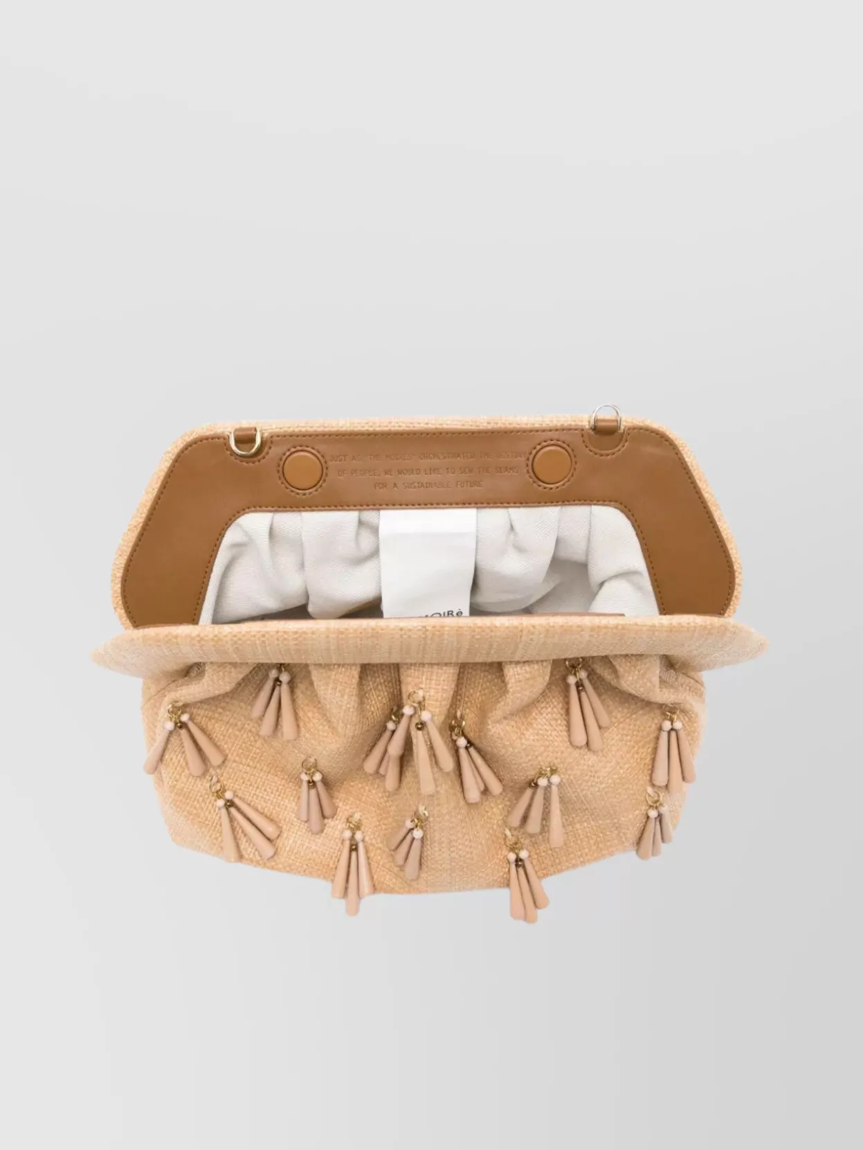 Themoirè Fringe Paper Bios Clutch Bag With Tassel