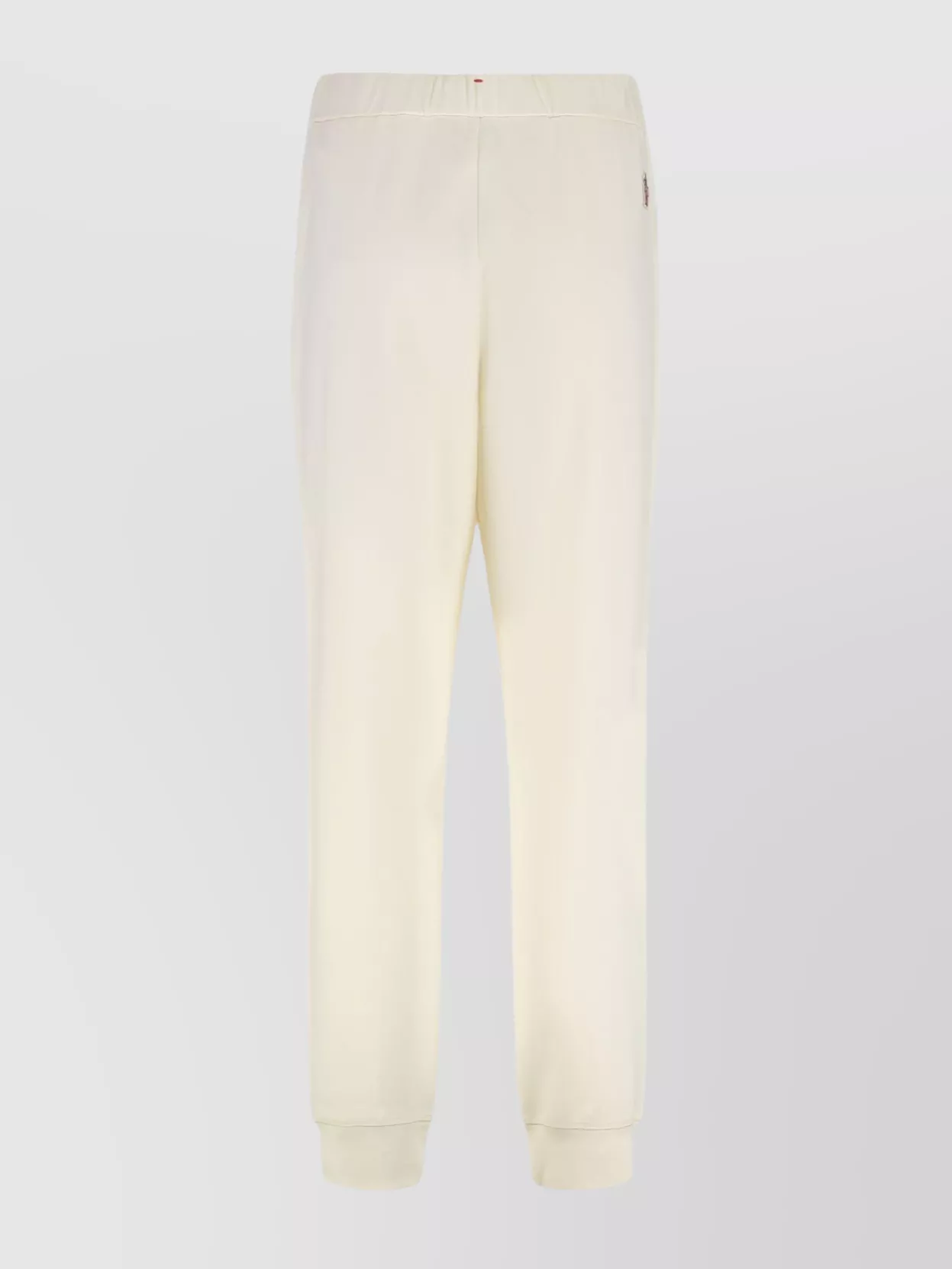 Moncler Ribbed Elastic Ankle Cuffs Cotton Blend Trousers In White