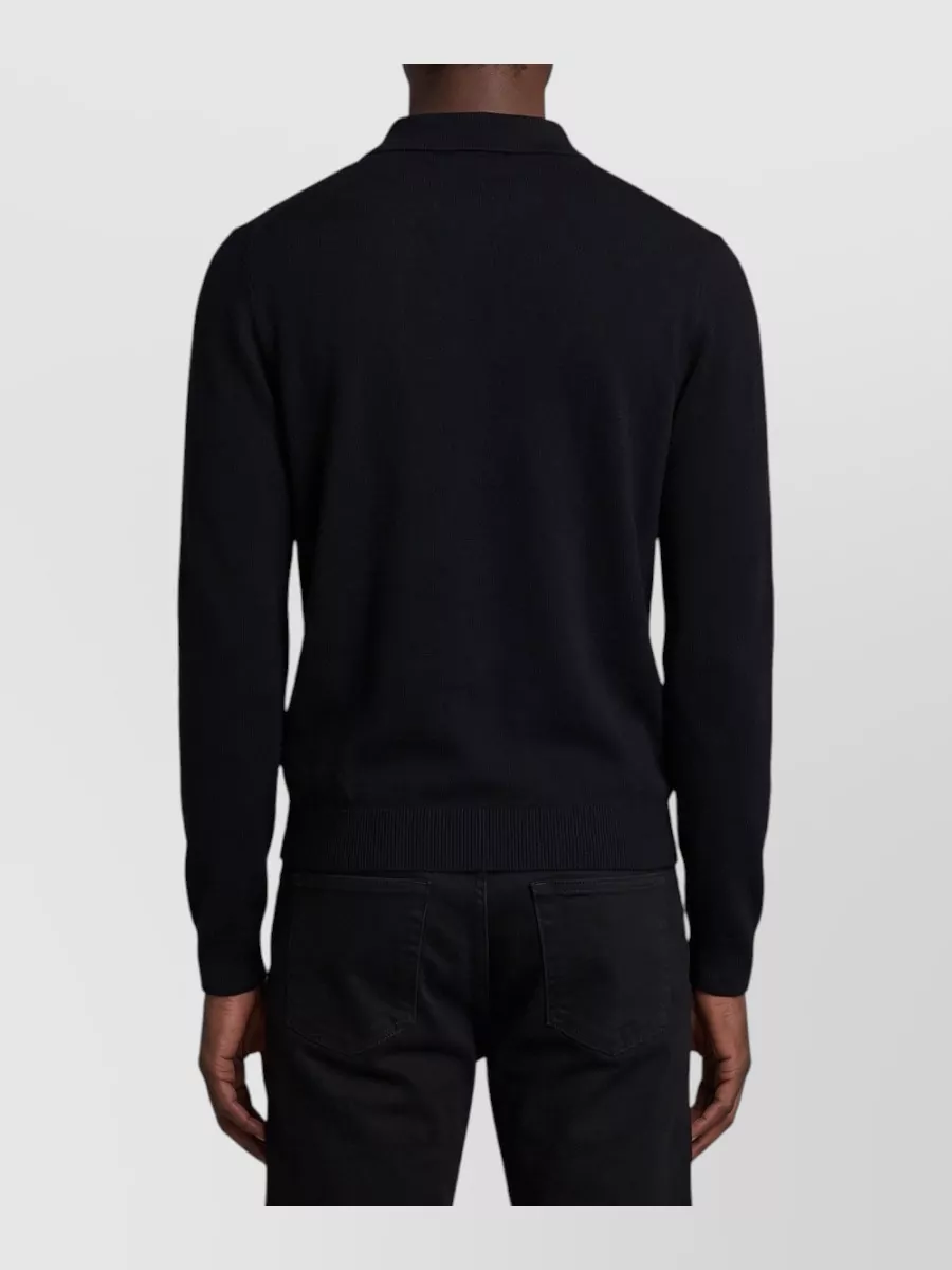The Row Cashmere Ribbed Long-Sleeve Polo Shirt