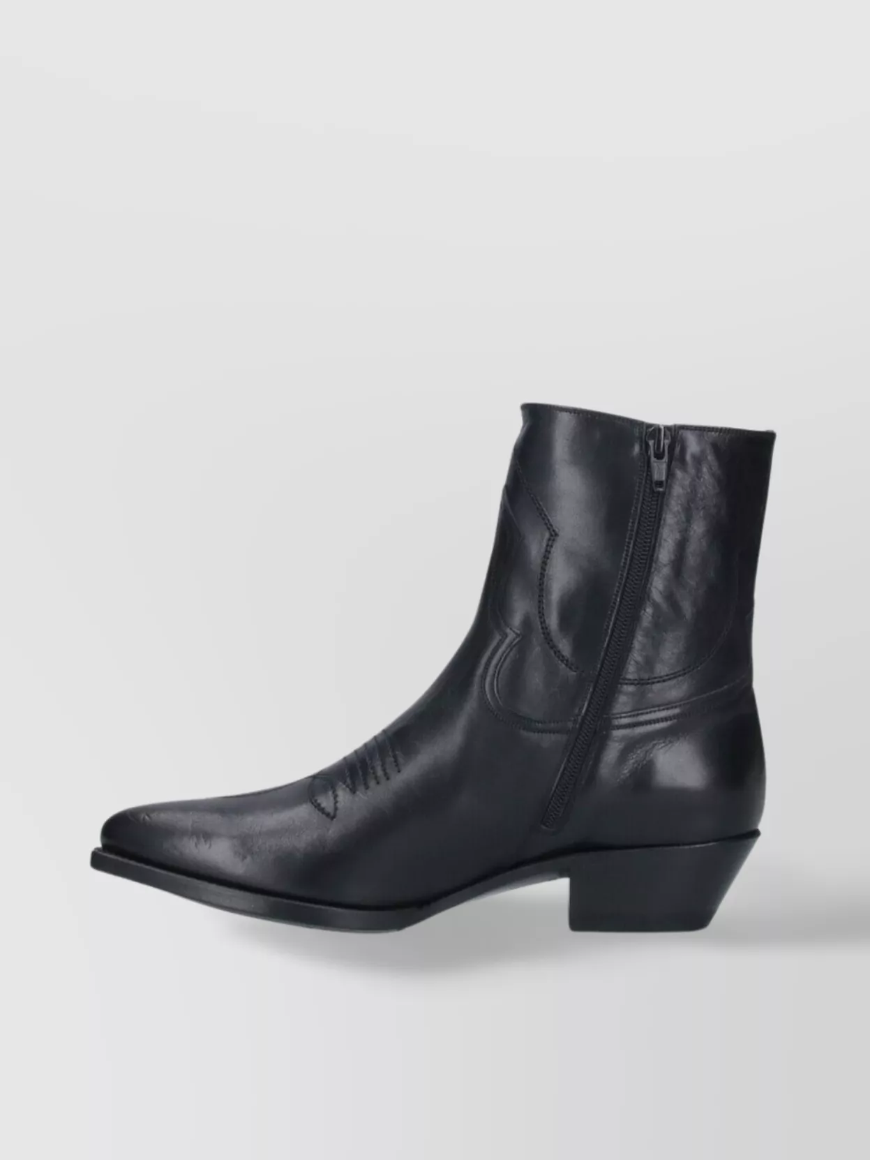 Celine Block Heel Ankle Boots With Embroidered Pointed Toe