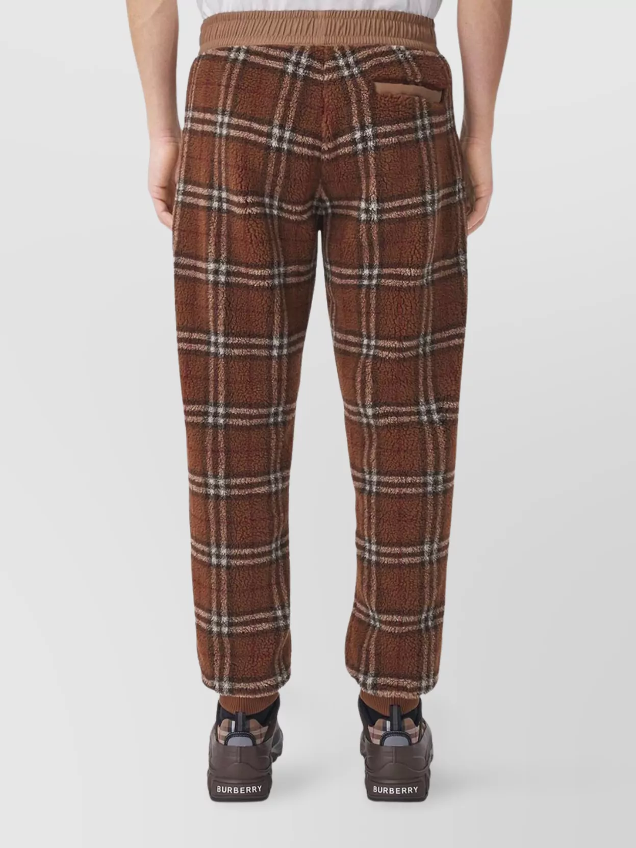 Burberry Trousers Featuring Elastic Waistband And Check Pattern In Brown