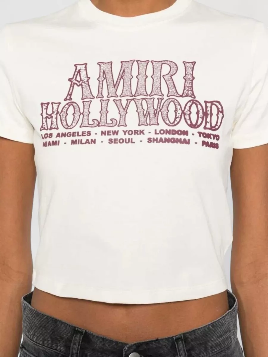Amiri Hollywood Baby Cropped Graphic T-Shirt