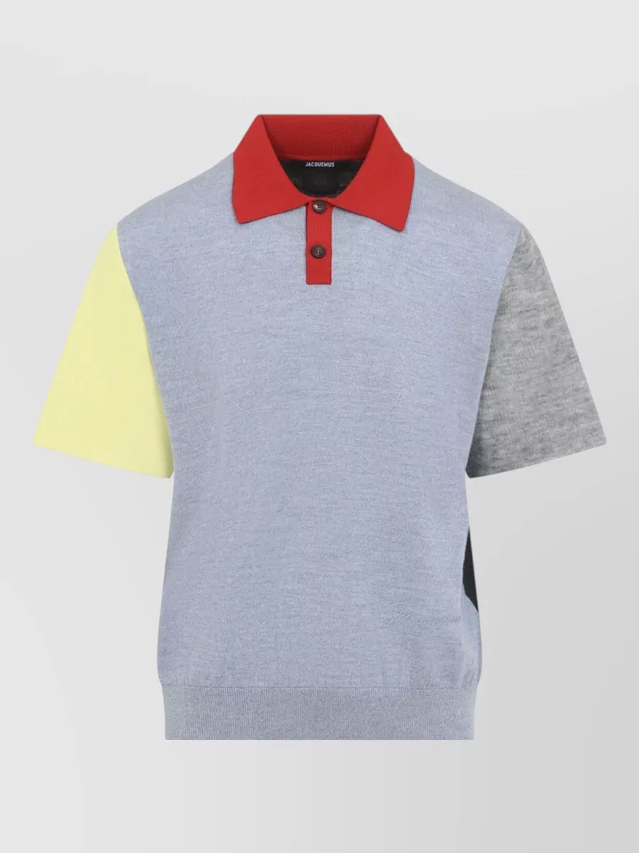 Jacquemus Merino Wool Asymmetric Colour Block Polo Shirt